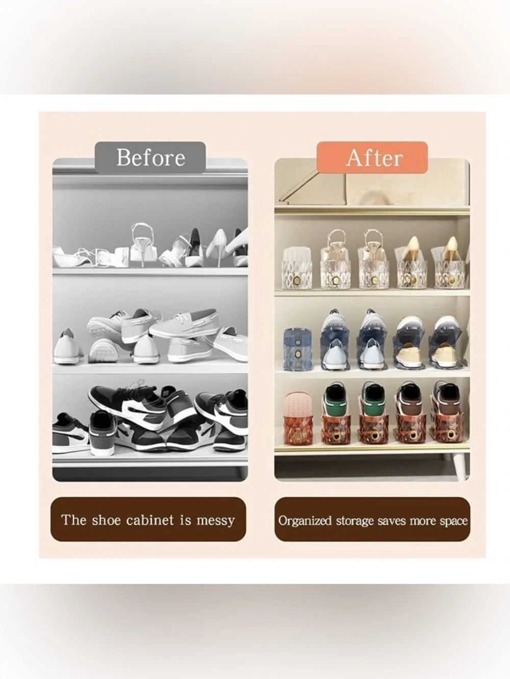 New in Box Clear Shoe Slot Organizer (Set) - Transparent Stackable Shoe Storage